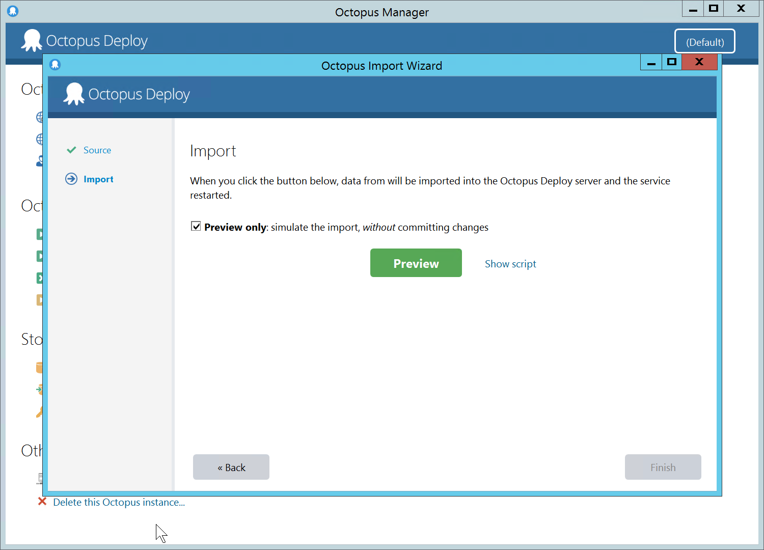 Providing the backup file and its Master Key